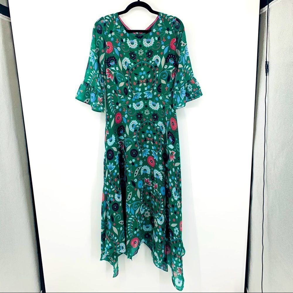 Boden Beatrix Dress Forest Folk Meadow US 4L - Picture 2 of 10